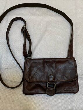 Jack Georges Mini Voyager Leather Crossbody Purse Brown Made in USA  Travel